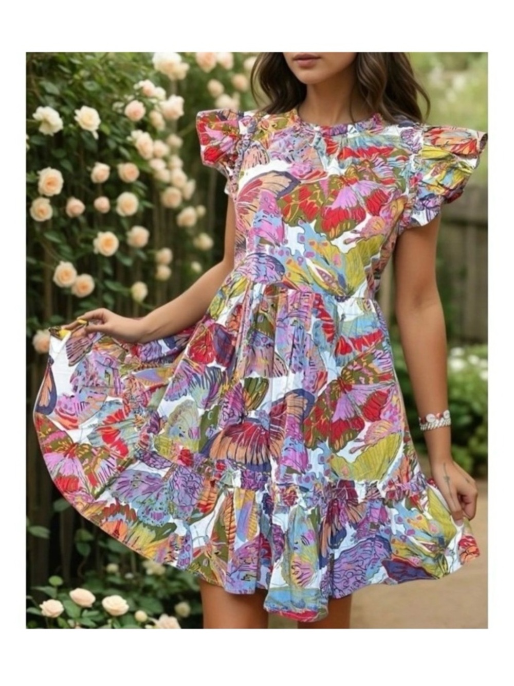 Caroline Constas Dress Papillon Butterfly Flutter‎ Sleeve Mini Women's Size M